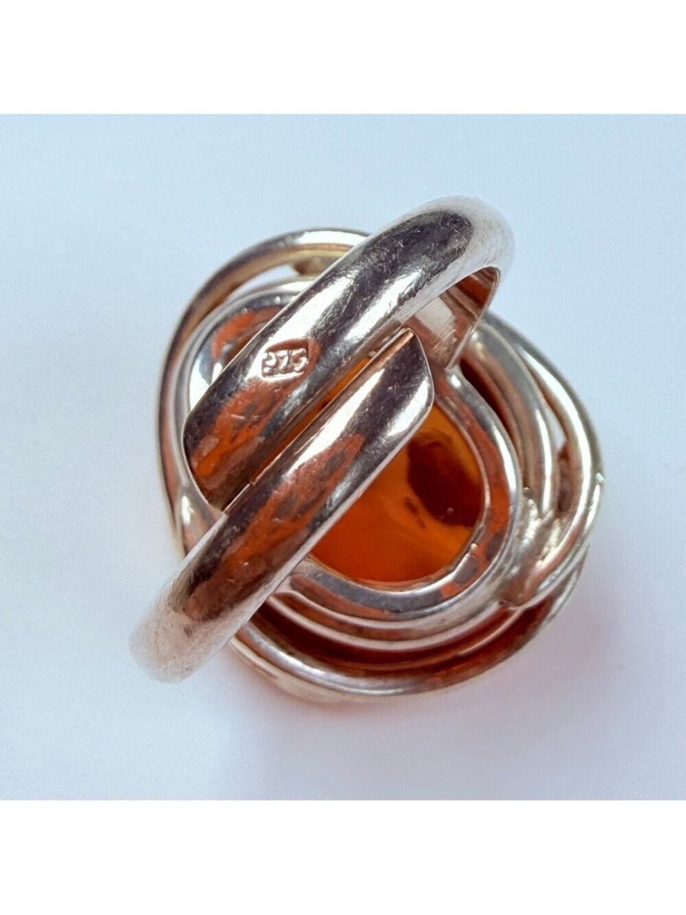 Modernist 9.8 CT Baltic Honey Amber Nested Sterling Silver VITGE Ring Adjustable - Picture 9 of 11
